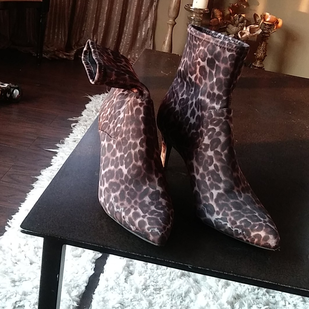 Leopard print sock booties